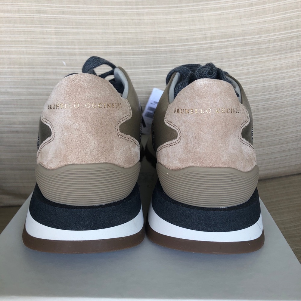 Brunello Cucinelli NWT leather and suede sneaker with cashmere laces - Picture 6 of 9
